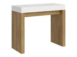 Mesa consola extensível 90x40/196 cm Roxell Mix Small plano Cinza Branca - estrutura Carvalho Natural