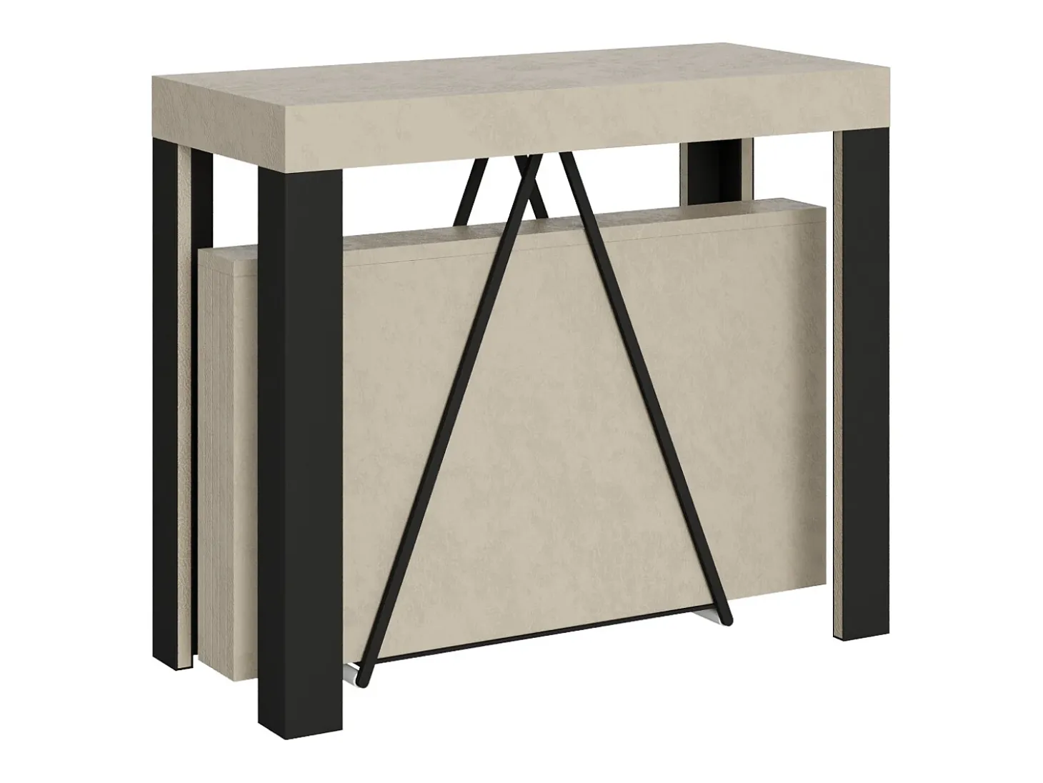 Mesa consola extensível 90x40/300 cm Tarax caxemira quadro antracite