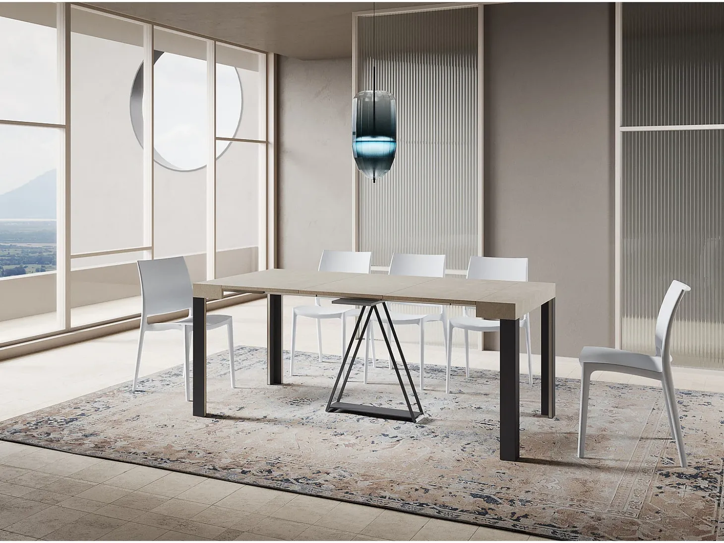 Mesa consola extensível 90x40/300 cm Tarax caxemira quadro antracite