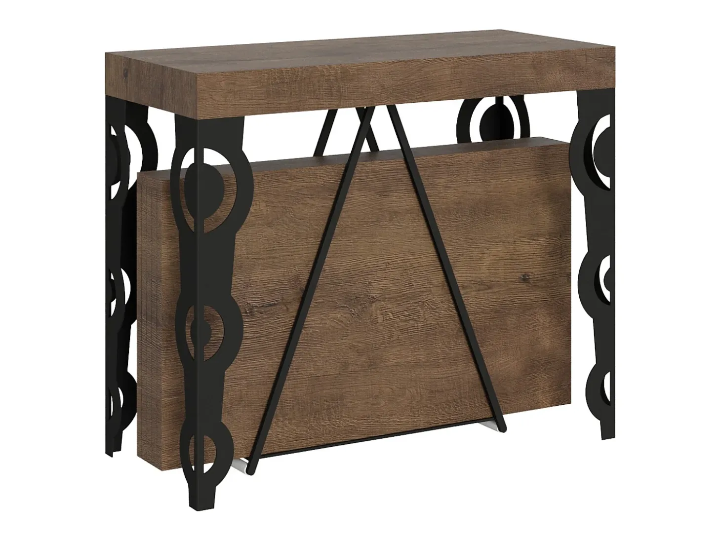 Mesa consola extensível 90x40/196 cm Aceres Small nogueira quadro antracite