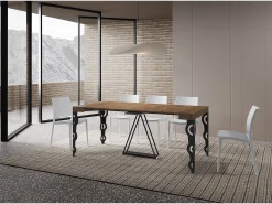 Mesa consola extensível 90x40/196 cm Aceres Small nogueira quadro antracite