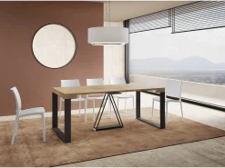Mesa consola extensível 90x40/196 cm Sketa Small carvalho natural quadro antracite