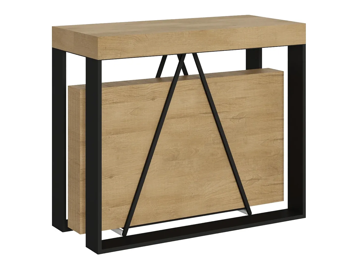 Mesa consola extensível 90x40/196 cm Sketa Small carvalho natural quadro antracite