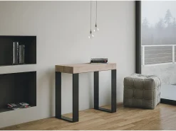 Mesa consola extensível 90x40/196 cm Tecno Small Premium Carvalho Natural quadro Antracite