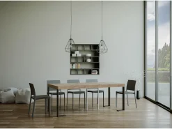 Mesa consola extensível 90x40/196 cm Tecno Small Premium Carvalho Natural quadro Antracite