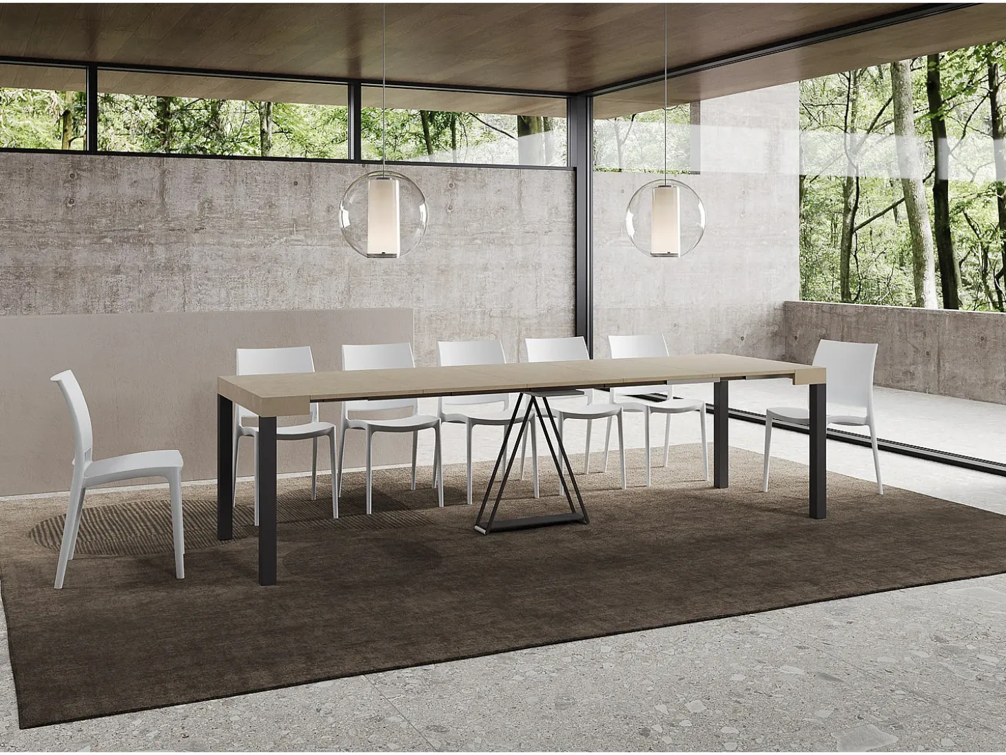 Mesa consola extensível 90x40/300 cm Tiris caxemira quadro antracite