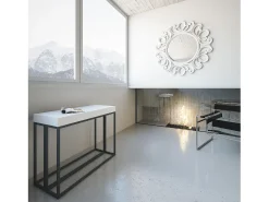 Mesa consola extensível 90x40/196 cm Epoca Small Cinza Branca quadro Antracite