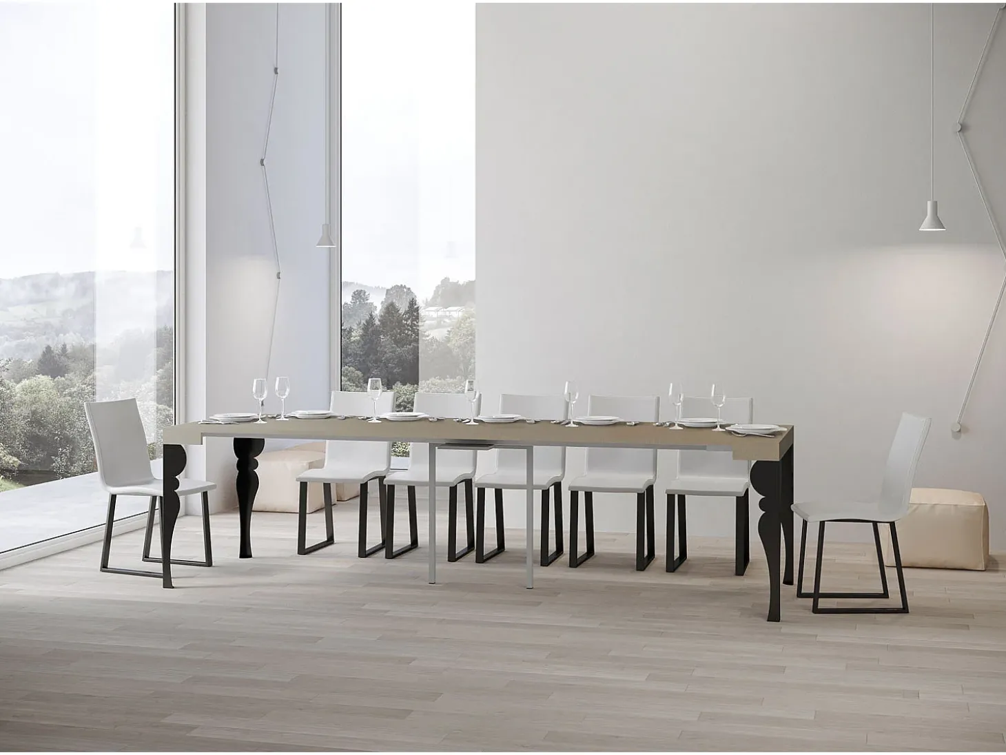 Mesa consola extensível 90x40/300 cm Paxon Cachemira quadro Antracite