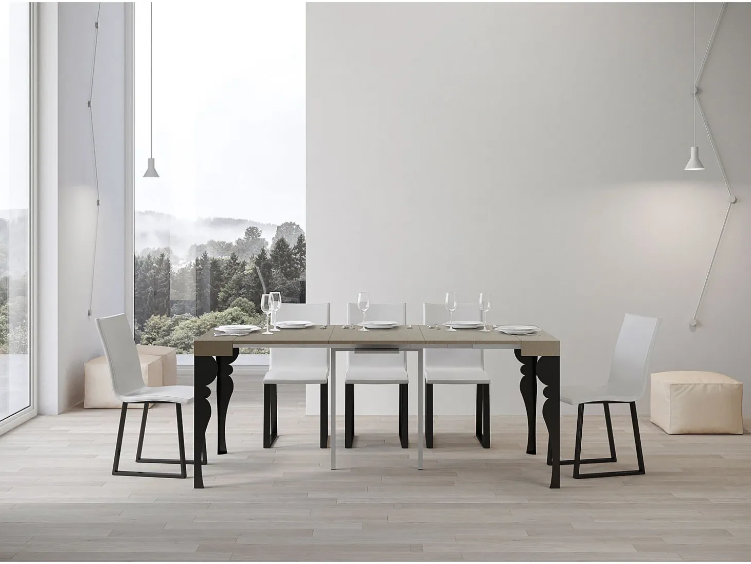 Mesa consola extensível 90x40/300 cm Paxon Cachemira quadro Antracite