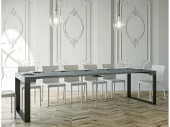 Mesa consola extensível 90x40/300 cm Elettra Cimento quadro Antracite