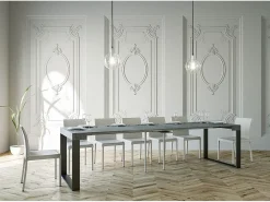 Mesa consola extensível 90x40/300 cm Elettra Cimento quadro Antracite