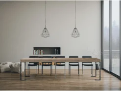 Mesa consola extensível 90x40/300 cm Tecno Premium Carvalho Natural quadro Antracite