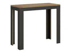 Mesa consola extensível 90x40/196 cm Linea Evolution Small Carvalho Natural quadro Antracite