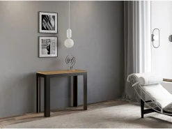 Mesa consola extensível 90x40/196 cm Linea Evolution Small Carvalho Natural quadro Antracite
