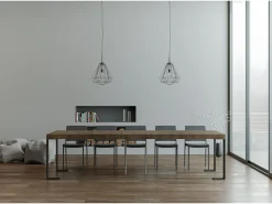 Mesa consola extensível 90x40/300 cm Tecno Premium Nogueira quadro Antracite