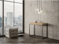 Mesa consola extensível 90x40/300 cm Nordica Carvalho Natural quadro Antracite