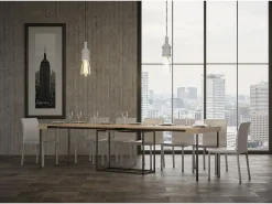 Mesa consola extensível 90x40/300 cm Nordica Carvalho Natural quadro Antracite
