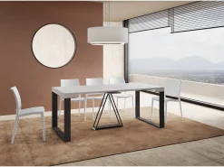Mesa consola extensível 90x40/196 cm Sketa Small cinza branca quadro antracite