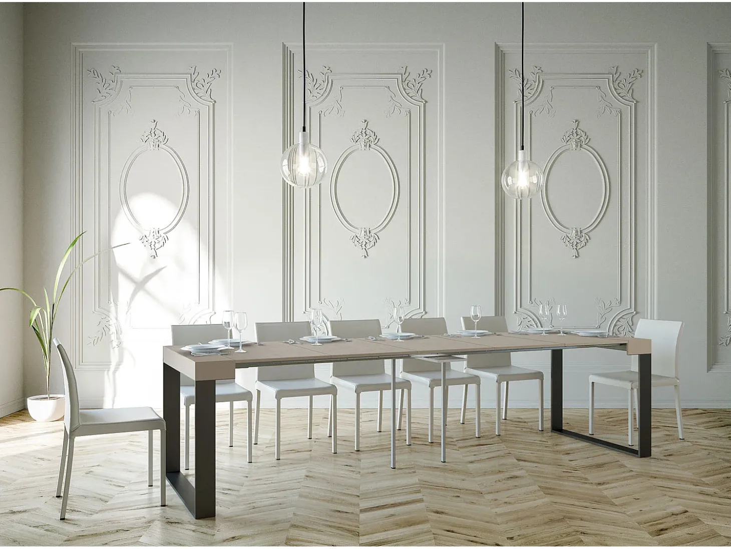 Mesa consola extensível 90x40/300 cm Elettra Cachemira quadro Antracite