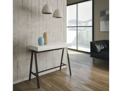 Mesa consola extensível 90x40/196 cm Banco Small Cinza Branca quadro Antracite