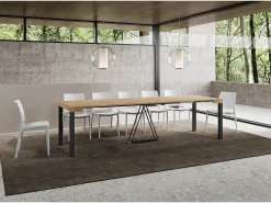 Mesa consola extensível 90x40/300 cm Tiris carvalho natural quadro antracite