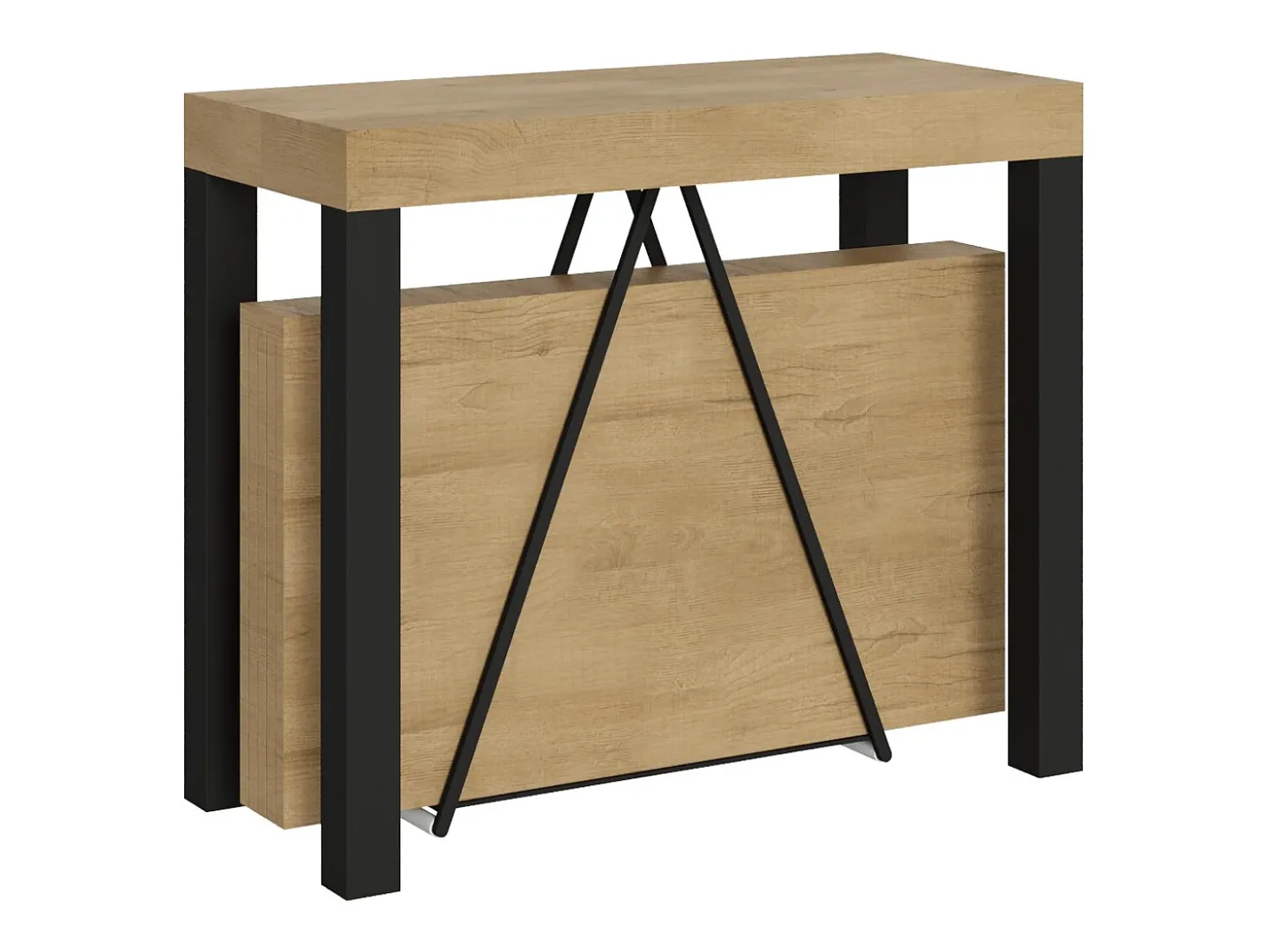 Mesa consola extensível 90x40/300 cm Tiris carvalho natural quadro antracite