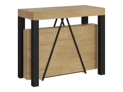 Mesa consola extensível 90x40/300 cm Tiris carvalho natural quadro antracite