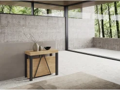 Mesa consola extensível 90x40/300 cm Tiris carvalho natural quadro antracite