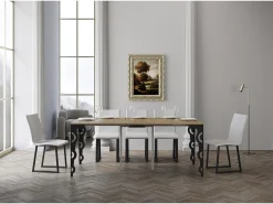 Mesa consola extensível 90x40/196 cm Karamay Small Evolution Carvalho Natural quadro Antracite