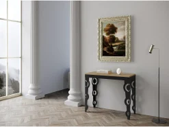 Mesa consola extensível 90x40/196 cm Karamay Small Evolution Carvalho Natural quadro Antracite