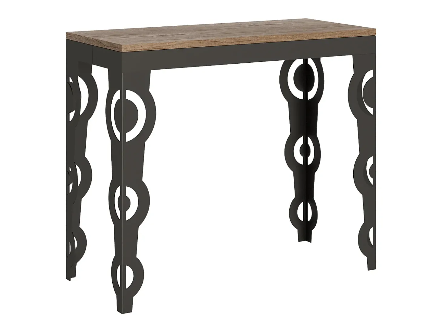 Mesa consola extensível 90x40/196 cm Karamay Small Evolution Carvalho Natural quadro Antracite