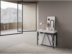 Mesa consola extensível 90x40/196 cm Aceres Small cinza branca quadro antracite