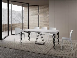 Mesa consola extensível 90x40/196 cm Aceres Small cinza branca quadro antracite