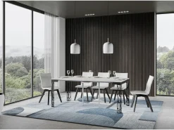 Mesa consola extensível 90x40/300 cm Ghibli Evolution Cinza Branca quadro Antracite