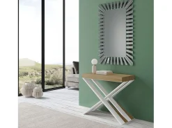Mesa consola extensível 90x40/196 cm Diago Small Carvalho Natural quadro Branco