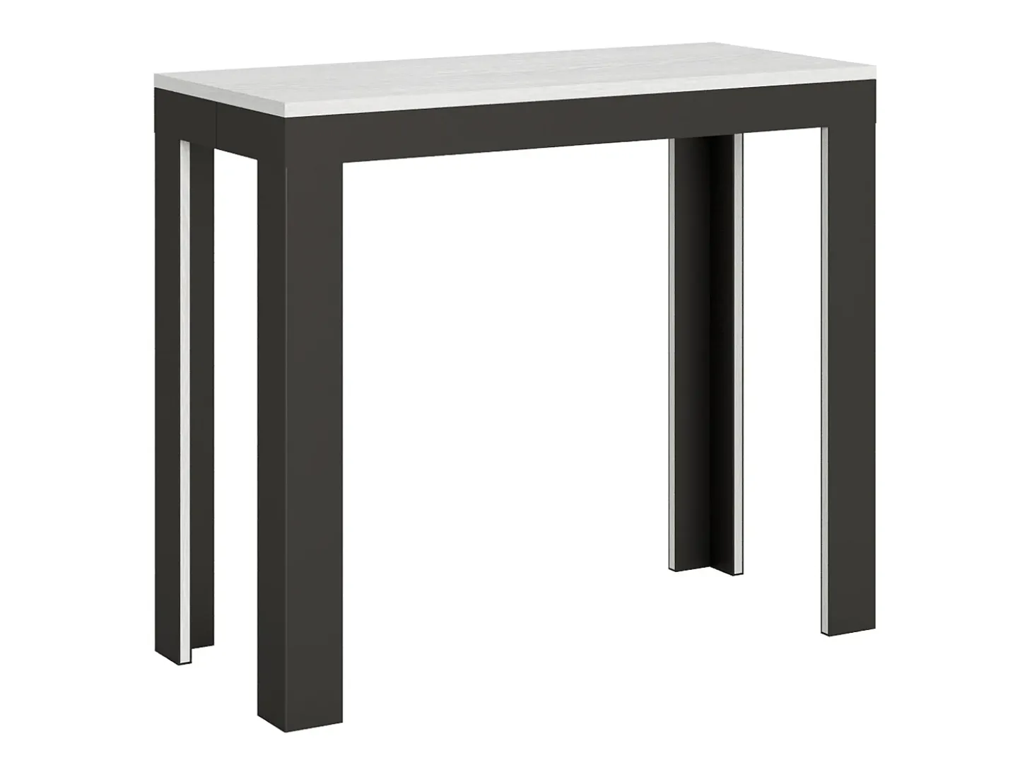 Mesa consola extensível 90x40/196 cm Linea Evolution Small Cinza Branca quadro Antracite