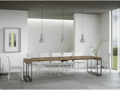Mesa consola extensível 90x40/300 cm Epoca Nogueira quadro Antracite