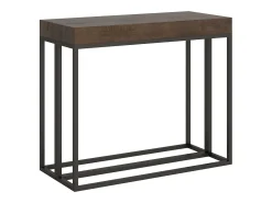 Mesa consola extensível 90x40/300 cm Epoca Nogueira quadro Antracite