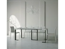 Mesa consola extensível 90x40/196 cm Sintesi Small Cinza Branca quadro Antracite