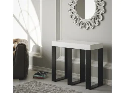 Mesa consola extensível 90x40/196 cm Sintesi Small Cinza Branca quadro Antracite
