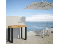 Mesa consola extensível 90x40/190 cm Tecno Small Premium Abeto tingido quadro Antracite