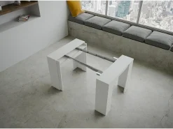 Mesa consola extensível 90x48/296 cm Venus Cinza Branca extensões internas