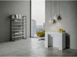 Mesa consola extensível 90x48/296 cm Venus Cinza Branca extensões internas