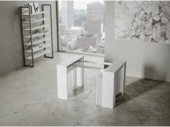 Mesa consola extensível 90x48/296 cm Venus Cinza Branca extensões internas