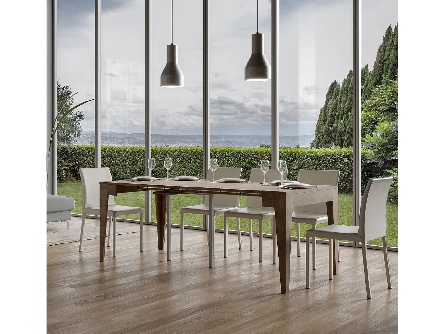 Mesa consola extensível 90x42/198 cm Isotta Small Nogueira