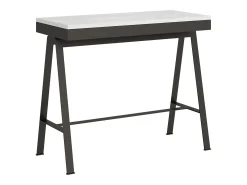 Mesa consola extensível 90x40/196 cm Banco Evolution Small Cinza Branca quadro Antracite