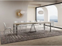 Mesa consola extensível 90x40/300 cm Kerpa caxemira quadro antracite