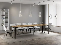 Mesa consola extensível 90x40/300 cm Linea Evolution Carvalho Natural quadro Antracite