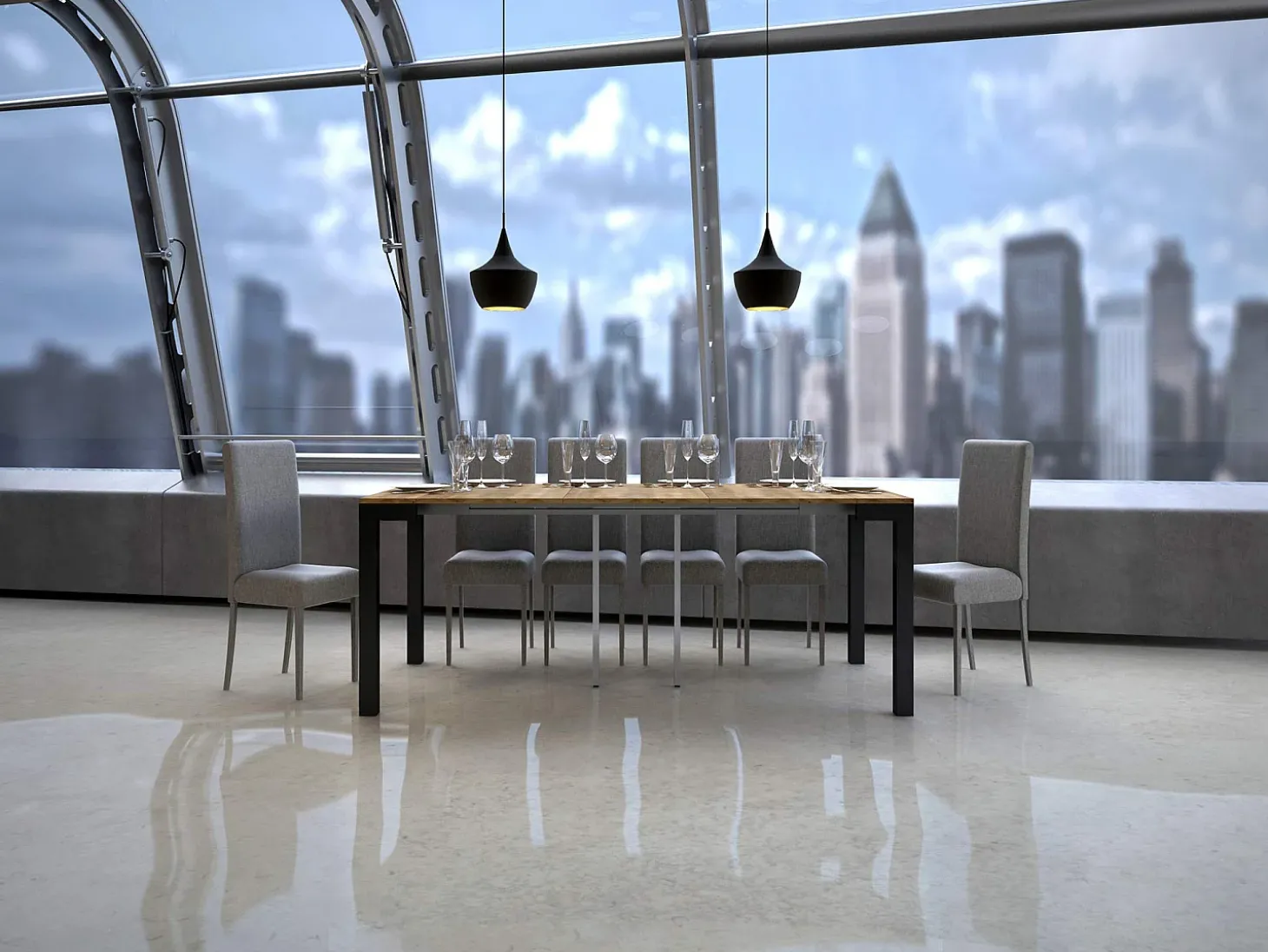Mesa consola extensível 90x40/300 cm Everyday Evolution Carvalho Natural quadro Antracite