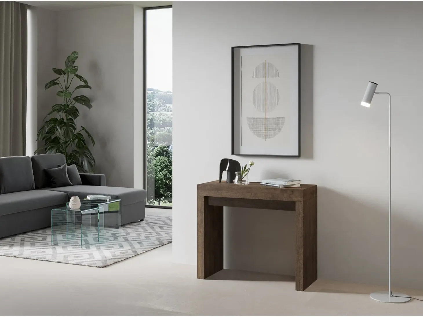 Mesa consola extensível 90x40/196 cm Roxell Small Nogueira